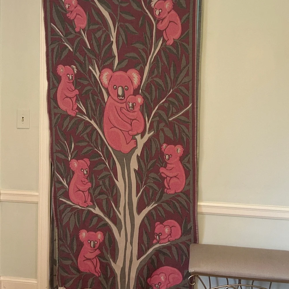 KOALA Heirloom Collection Pink + Gray Hand Crafted Loom Weave New Original 84”
